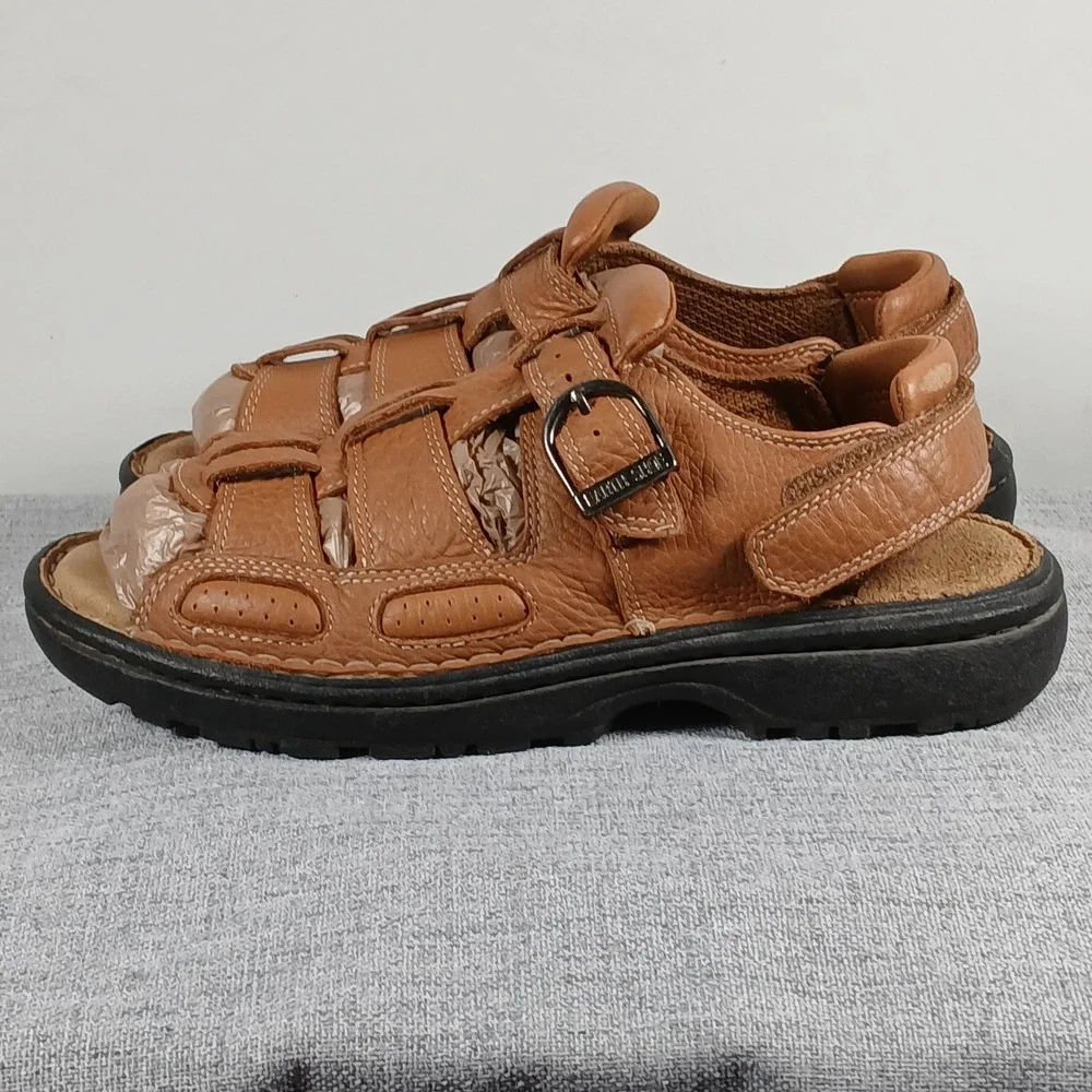 Earth Shoe Floater 5 Men 9.5 Tan Leather Fisherman Sandal 5201497 Coastal Rugged